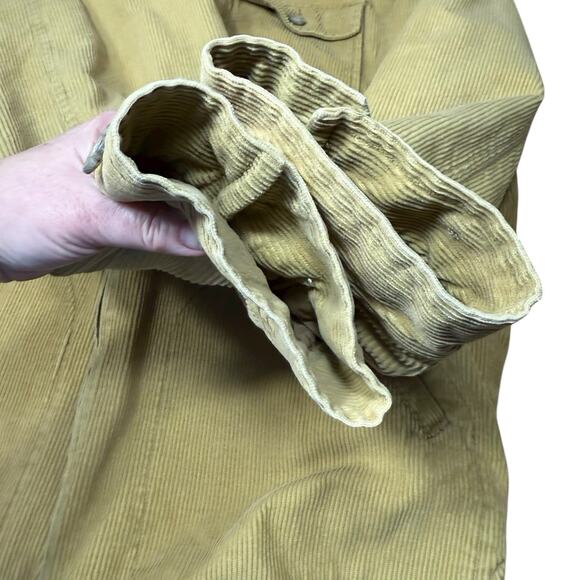 Vtg Y2K J Crew Chore Jacket Barn Coat Tan Corduroy Sherpa Lined XL Outdoors Prep - Picture 6 of 9